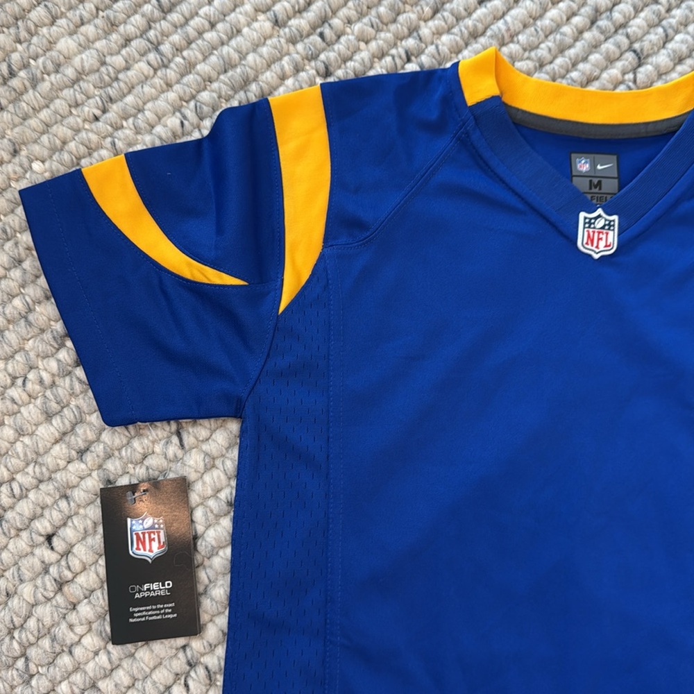NWT Nike NFL Youth Boys On Field Medium Blue Gold Colors Short Sleeve‎ Jersey. - Picture 2 of 12